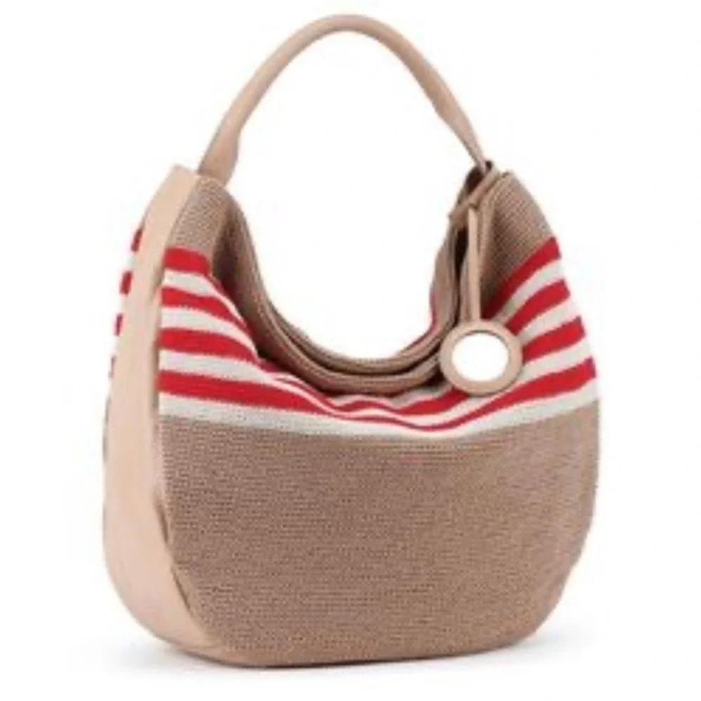 The Sak 120 Crochet Large Hobo Handbag Cabana Stripe Shoulder Bag Beachcore